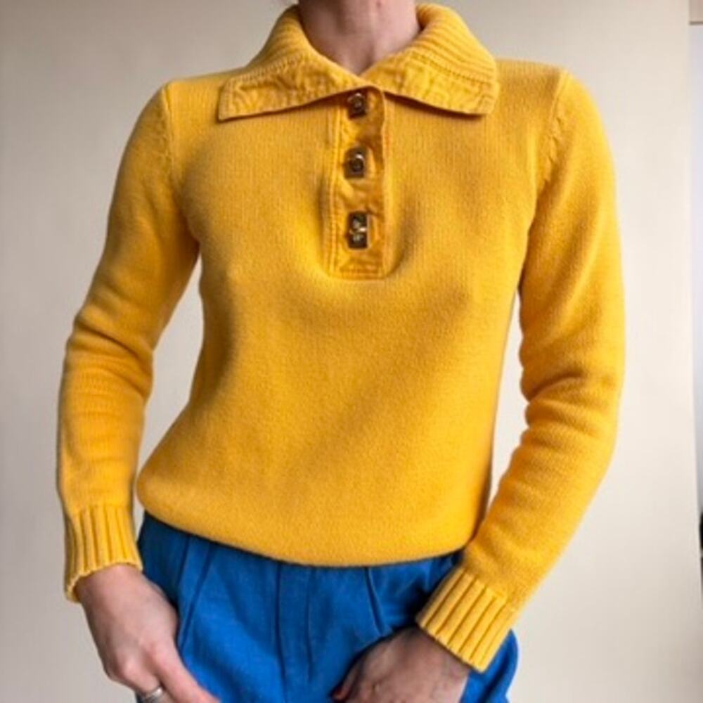 Lauren by Ralph Lauren Yellow Sweater - Gold Hardware, 100% Cotton, Size Small